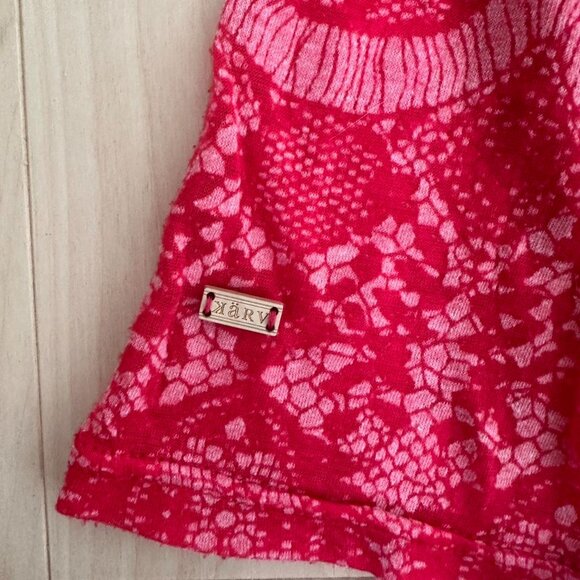 Y2K KARV Lace Top – Sheer Red Graphic Tee - Picture 3 of 7